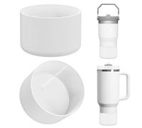 Linkidea - Pack de 2 fundas de botella compatibles con Stanley Quencher H2.0 de 20 oz, 30 oz y 40 oz, vaso IceFlow Flip de 20 oz y 30 oz, funda de silicona para la base de la botella (blanco)