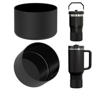 Linkidea - Pack de 2 fundas de botella compatibles con Stanley Quencher H2.0 de 20 oz, 30 oz y 40 oz, vaso IceFlow Flip de 20 oz y 30 oz, funda de silicona para la base de la botella (negro)