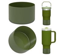 Linkidea - Pack de 2 fundas de botella compatibles con Stanley Quencher H2.0 de 20 oz, 30 oz y 40 oz, vaso IceFlow Flip de 20 oz y 30 oz, funda de silicona para la base de la botella (verde militar)