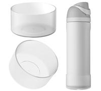 Linkidea - Pack de 2 Fundas para Botellas de Agua compatibles con Owala FreeSip/Twist/Potter de 24 oz, Protector de Silicona Antideslizante para la Parte Inferior (Blanco Transparente)