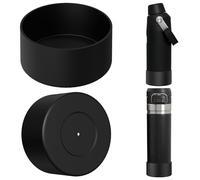 Linkidea - Pack de 2 Fundas para Botellas de Agua, compatibles con Stanley Quick Flip GO de 24 oz y IceFlow Fast Flow de 16 oz. Protector de Silicona para la Parte Inferior de la Botella (Negro)