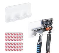 Linkidea Pack de 2 Soporte para Cuchillas de Afeitar adhesivo para Ducha, Montaje en Pared impermeable, compatible con Gillette Fusion 5, ProGlide, Venus, Harry's y Dorco (Blanco)