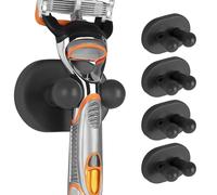 Linkidea Pack de 5 Soportes para Afeitar para Pared de Ducha, Soporte de Afeitar Autoadhesivo Compatible con Gillette Fusion5, Mach3 y Cuchillas Similares (Gris Oscuro)
