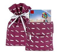 Linkidea Paquete 4 bolsas regalo grandes reutilizables con cordón, bolsa regalo para cumpleaños, vacaciones, bolsa tela no tejida, bolsa regalo para fiestas infantiles, compatible con juguetes LEGO(L)