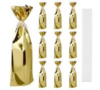 Linkidea Paquete de 10 bolsas de regalo de vino dorado con lazos, envoltura de botellas para vino tinto, champán, fiestas, vacaciones y regalos de boda (cintas)