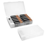 Linkidea Paquete de 2 Cajas de Almacenamiento de batería de plástico con probador, Soporte Organizador de batería portátil, Compatible con 20 Pilas AA, 22 Pilas AAA, Caja de batería para Viajes, Uso