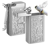 Linkidea Paquete de 2 ceniceros de metal con tapa, pequeños ceniceros portátiles para exteriores, para viajes, camping, picnic, interior, hogar, arena, coche, patio (plateado)