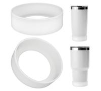 Linkidea - Paquete de 2 protectores de botellas compatibles con vasos y jarras de viaje YETI de 20 oz/30 oz, protector inferior de silicona antideslizante para botellas de agua (Blanco transparente)