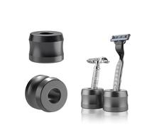 Linkidea Paquete de 2 soportes de seguridad para maquinilla de afeitar, diámetro de apertura de 18,5 mm, soporte de afeitado para hombre para encimera de baño, compatible con Gillette SkinGuard (gris
