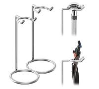 Linkidea Paquete de 2 soportes para afeitadora de seguridad de viaje de acero inoxidable, compatibles con afeitadoras de seguridad de mango largo, Fusion 5, Proshield, Mach 3 (plata/cromo pulido)