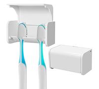 Linkidea Paquete de 2 Soportes para Cepillo de Dientes montado en la Pared con Cubierta, Autoadhesivo, 2 Ranuras, Organizador Almacenamiento Cepillo de Dientes, Soporte Compatible con baño, Ducha, RV