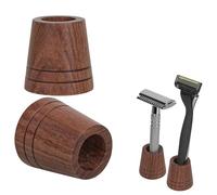 Linkidea Paquete de 2 soportes para cepillo de dientes y maquinilla de afeitar, soporte de afeitado para encimera de baño, compatible con Gillette Vector 3, Harry's 5 cuchillas (marrón)
