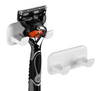 Linkidea Paquete de 2 soportes para maquinilla de afeitar con autoadhesivo, gancho de ducha para maquinilla de afeitar, organizador de baño para afeitadora, bata, toalla, lufa, compatible con Gillette