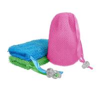 Linkidea Paquete de 3 bolsas de jabón, bolsa de jabón líquido exfoliante, bolsa de jabón de lufa exfoliante, bolsa con cordón, gel de baño (tres colores al azar)