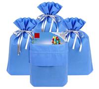 Linkidea Paquete de 4 bolsas de regalo reutilizables no tejidas con cordón, bolsa de regalo compatible con LEGO, se adapta a cumpleaños, Navidad y fiestas (azul)