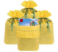 Linkidea Paquete de 4 bolsas de regalo reutilizables no tejidas con cordón, bolsa de regalo compatible con LEGO, se adapta a cumpleaños, Navidad y fiestas (amarillo)
