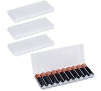 Linkidea Paquete de 4 cajas organizadoras de almacenamiento de baterías AA, capacidad para 10 pilas AA, funda de batería portátil de bolsillo, soporte de batería compacto para viajes (transparente)