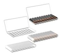 Linkidea Paquete de 4 cajas organizadoras de baterías AAA impermeables, caja de almacenamiento portátil compacta con capacidad para 10 baterías cada una para el hogar, viajes (transparente)