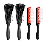 Linkidea Paquete de 4 cepillos para desenredar pulpo y cojín de 9 filas de cerdas de nailon, cerdas flexibles, cepillo para desenredar el pelo