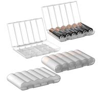 Linkidea Paquete de 4 fundas de almacenamiento impermeables para pilas AA, organizador portátil con capacidad para 6 baterías, diseño compacto fácil de transportar para el hogar, camping, accesorios