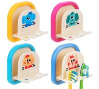 Linkidea Paquete de 4 soportes para cepillos de dientes de pared para baño, ducha, plástico autoadhesivo para montaje en pared, compatible con Colgate, GUM, Brush Buddies Kids (multicolor)