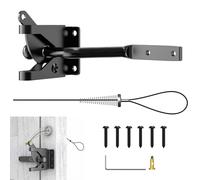 Linkidea Pestillo largo de gravedad para puerta de autobloqueo, acero al carbono, con resorte y tirador de cable ajustable, para vallas de madera de metal