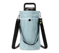 Linkidea Portabebidas con correa compatible con Hydroflask de boca ancha de 20oz/32oz y botella YETI Rambler de 18oz/26oz. Bandolera con bolsillo para teléfono. Azul claro