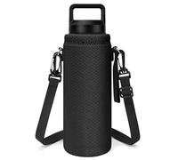 Linkidea Portabotellas con correa compatible con botella YETI Rambler 26 oz, bolsa bandolera para botella, con correa de hombro, negro