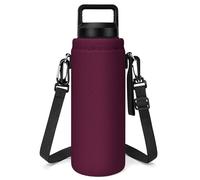 Linkidea Portabotellas con correa compatible con botellas Yeti Rambler de 26 oz/36 oz, bandolera con correa para el hombro, color vino tinto
