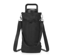 Linkidea Portabotellas con correa compatible con Hydroflask de boca ancha de 20oz/32oz y botella YETI Rambler de 18oz/26oz. Bandolera con bolsillo para teléfono. Negro