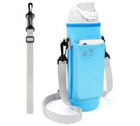 Linkidea Portabotellas de Agua con 2 Correas Compatible con Owala FreeSip de 24 onzas, Soporte para Botella de Agua, Correa para el Hombro con Bolsillo de Malla para teléfono, Color Azul