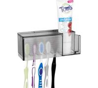 Linkidea Portacepillos de Dientes Autoadhesivo Multifuncional de Pared con Tapa, Caja de Almacenamiento para cepillos de Dientes y Pasta de Dientes para el baño, el hogar y el Dormitorio (Gris)
