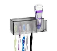 Linkidea Portacepillos de Pared de 5 Espacios con Tapa para baño, Organizador de Almacenamiento de plástico para Pasta Dental y Vaso, Compatible con Oral-B Cross Action, Colgate Renewal (Gris)