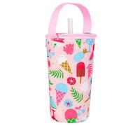 Linkidea Portavasos para café Helado Compatible con Starbucks Venti y Trenta, Dunkin'Donuts, Bolsa térmica de Tela Oxford para Bebidas de 22 oz a 32 oz (Rosa)