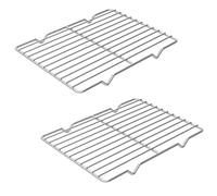 Linkidea Rejilla metal para enfriamiento, paquete de 2, estante enfriamiento acero inoxidable rectangular de 8 x 10 pulgadas, estante de alambre de rejilla apto para horno para asar sartén desechable