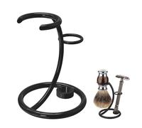 Linkidea Soporte de almacenamiento para kit de afeitadora, soporte para maquinilla de afeitar de seguridad y brocha de afeitar, soporte para kit de afeitado apto para ducha, baño (cromado/negro)