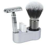 Linkidea Soporte de aluminio para maquinilla de afeitar para hombre, 14 mm de diámetro, organizador de cepillo y cuchilla, compatible con Merkur MK-34C, MK-23C, Vikings Blade the Chieftain (plata)