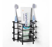 Linkidea - Soporte de Pared para Cepillo de Dientes de baño para Cepillo de Dientes eléctrico, Pasta de Dientes, maquinilla de Afeitar, Montaje en Pared encimera, 3 Ranuras organizadoras (Negro)