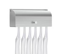 Linkidea - Soporte de Pared para cepillos de Dientes de Acero Inoxidable con 6 Ranuras, Organizador de cepillos de Dientes con Espejo para Caravana con Cubierta, Autoadhesivo