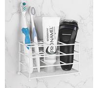 Linkidea - Soporte de pared para cepillos de dientes,organizador de 7 ranuras para cepillos eléctricos, soporte multifuncional para pasta de dientes, maquinilla de afeitar, afeitadora y peine (blanco)