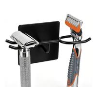 Linkidea Soporte para Afeitar para Pared de Ducha, Gancho de Navaja Adhesivo, Acero Inoxidable, Compatible con Gillette Fusion5, Mach3, Sensor3, Almacenamiento de Afeitadora (Negro)