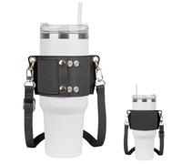 Linkidea Soporte para botella de agua con correa compatible con Stanley Quencher H2.0 de 30 onzas/40 onzas, vaso simple y moderno de 40 onzas, soporte para bolsa de agua de cuero vegano, correa para