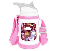 Linkidea Soporte para Botellas de Agua de Base Dura Compatible con CamelBak, Contigo, Bolsa de Cuero Vegano para Botellas de Agua Que Mantiene la (Rosa y Blanco)