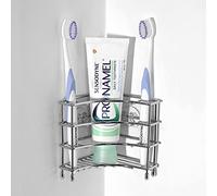 Linkidea Soporte para Cepillo de Dientes de Pared de Esquina para baño, Estante de Ducha Autoadhesivo de Esquina Triangular para Paredes de Azulejos(Plata)