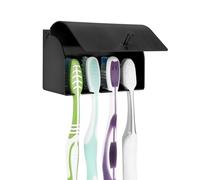 Linkidea Soporte para Cepillo de Dientes de Pared para Ducha, Colgador Adhesivo de Acero Inoxidable, Organizador de 4 Ranuras Compatible con Colgate Extra Clean, Oral-B CrossAction (Negro)