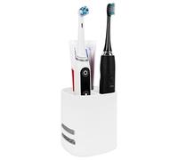 Linkidea Soporte para cepillo de dientes eléctrico para baño, organizador de plástico para pasta de dientes, soporte de encimera de 3 ranuras compatible con Oral-B iO, Philips Sonicare ProtectiveClean