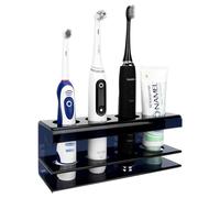 Linkidea Soporte para cepillo de dientes eléctrico para ducha, organizador acrílico de 4 ranuras para cepillo de dientes eléctrico, pasta de dientes, compatible con Oral-B iO Series, Philips Sonicare,