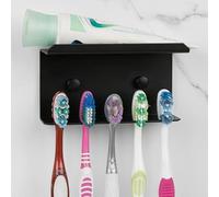 Linkidea Soporte para cepillo dientes montado en la pared, soporte para cepillos dientes eléctricos aluminio espacial, cepillo dientes eléctrico autoadhesivo para niños y dispensador pasta dientes