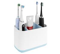 Linkidea Soporte para Cepillo eléctrico, Organizador de plástico de encimera de 5 Ranuras para cepillos de energía, Compatible con Oral-B iO Series, Philips Sonicare ProtectiveClean (Blanco+Azul)