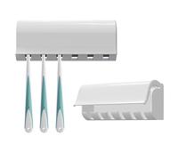 Linkidea Soporte para cepillos de Dientes de 6 Ranuras, montado en la Pared, Paquete de 2 Unidades, Organizador de cepillos Dientes con Tapa, Soporte Almacenamiento Autoadhesivo para cepillos Dientes